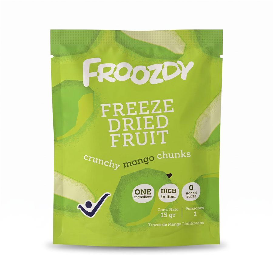 Empaque Froozdy — Trozos de mango liofilizados